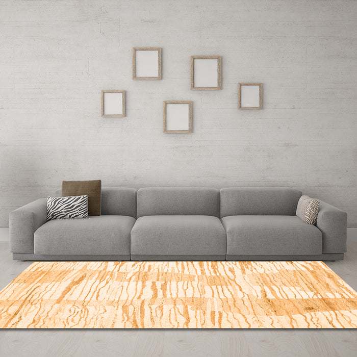 Machine Washable Solid Orange Modern Area Rugs in a Living Room, wshcon2298org