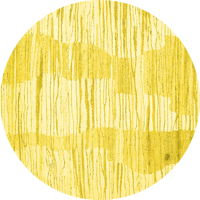 Round Solid Yellow Modern Rug, con2298yw