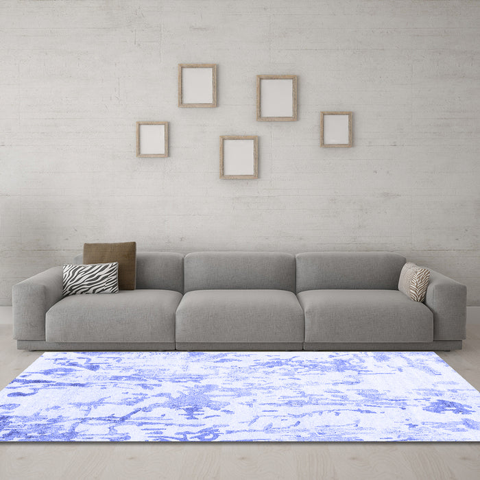 Machine Washable Solid Blue Modern Rug in a Living Room, wshcon2299blu