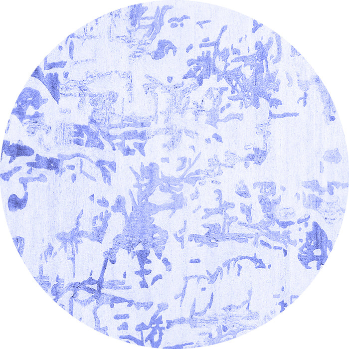 Round Machine Washable Solid Blue Modern Rug, wshcon2299blu