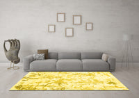 Machine Washable Solid Yellow Modern Rug, wshcon2299yw