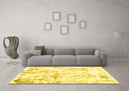 Machine Washable Solid Yellow Modern Rug in a Living Room, wshcon2299yw
