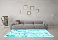 Machine Washable Solid Light Blue Modern Rug, wshcon2299lblu