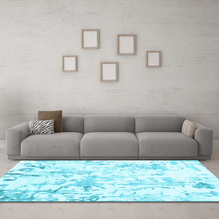 Machine Washable Solid Light Blue Modern Rug in a Living Room, wshcon2299lblu