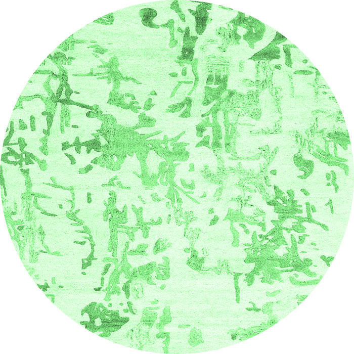 Round Machine Washable Solid Emerald Green Modern Area Rugs, wshcon2299emgrn
