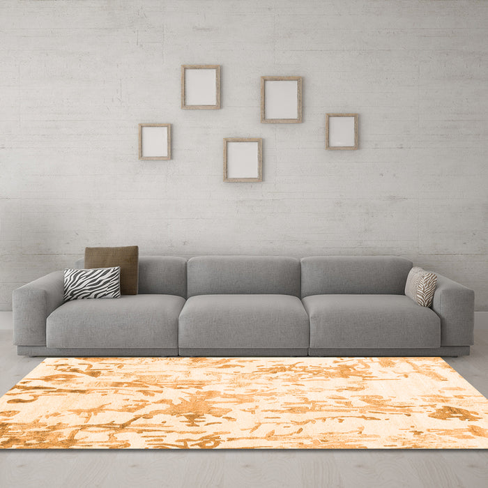 Machine Washable Solid Orange Modern Area Rugs in a Living Room, wshcon2299org
