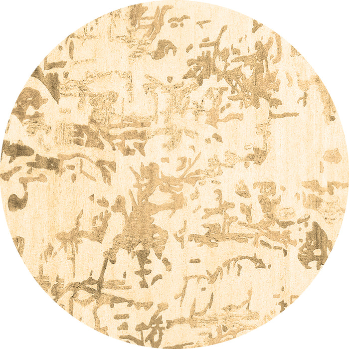 Round Machine Washable Solid Brown Modern Rug, wshcon2299brn