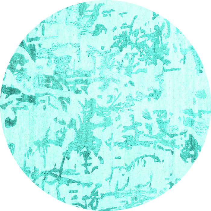 Round Solid Turquoise Modern Rug, con2299turq