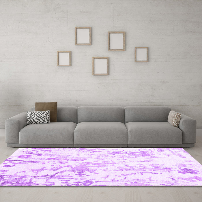 Machine Washable Solid Purple Modern Area Rugs in a Living Room, wshcon2299pur