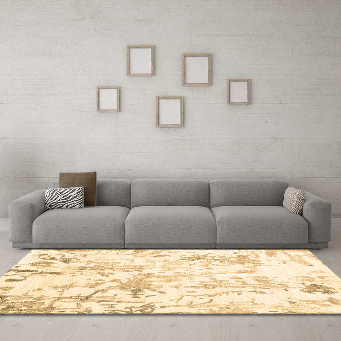 Machine Washable Solid Brown Modern Rug in a Living Room,, wshcon2299brn