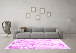 Machine Washable Solid Pink Modern Rug in a Living Room, wshcon2299pnk