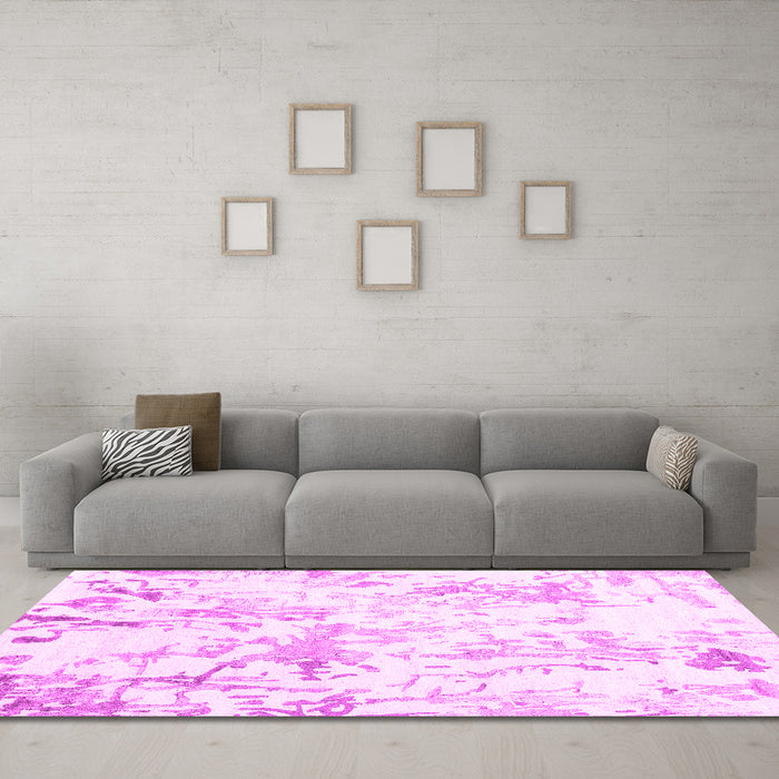 Machine Washable Solid Pink Modern Rug in a Living Room, wshcon2299pnk