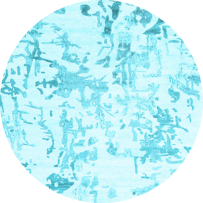 Round Machine Washable Solid Light Blue Modern Rug, wshcon2299lblu