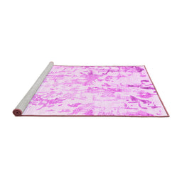 Sideview of Machine Washable Solid Pink Modern Rug, wshcon2299pnk