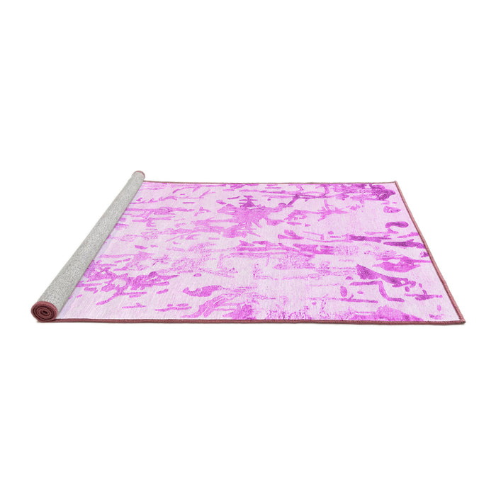 Sideview of Machine Washable Solid Pink Modern Rug, wshcon2299pnk