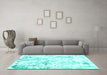 Machine Washable Solid Turquoise Modern Area Rugs in a Living Room,, wshcon2299turq