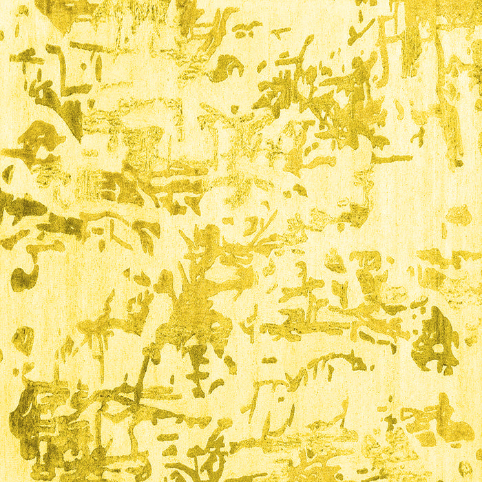 Square Machine Washable Solid Yellow Modern Rug, wshcon2299yw