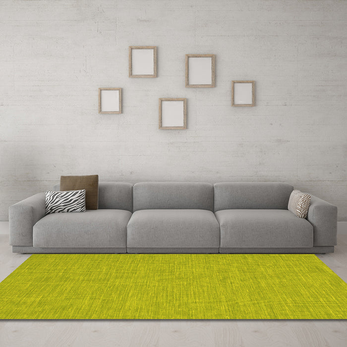 Machine Washable Abstract Yellow Contemporary Rug in a Living Room, wshcon229yw
