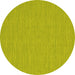 Round Machine Washable Abstract Yellow Contemporary Rug, wshcon229yw