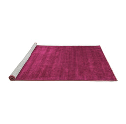 Sideview of Machine Washable Abstract Pink Contemporary Rug, wshcon22pnk