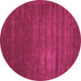 Round Machine Washable Abstract Pink Contemporary Rug, wshcon22pnk