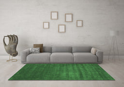 Machine Washable Abstract Emerald Green Contemporary Area Rugs in a Living Room,, wshcon22emgrn