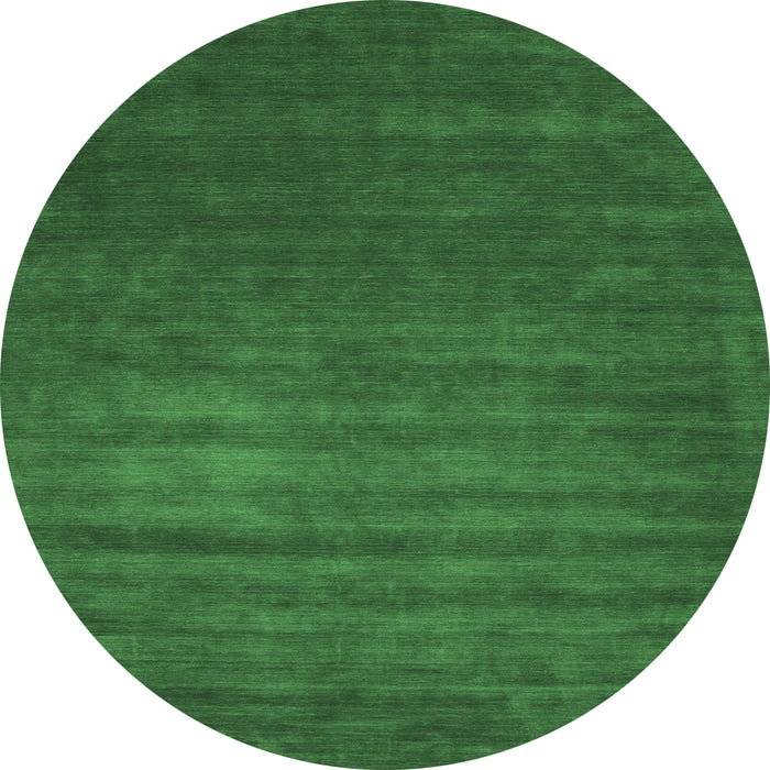 Round Machine Washable Abstract Emerald Green Contemporary Area Rugs, wshcon22emgrn