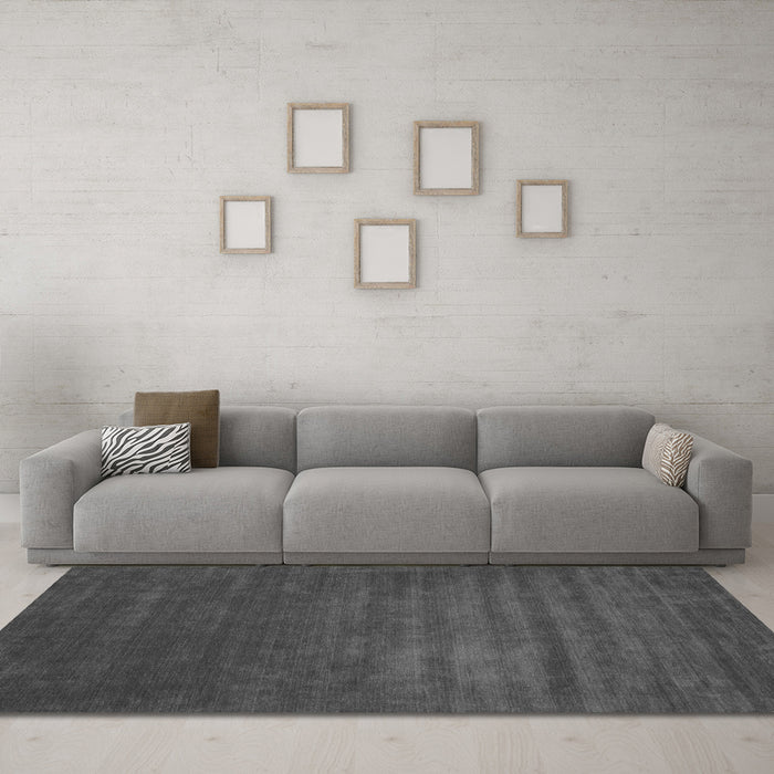 Machine Washable Abstract Gray Contemporary Rug in a Living Room,, wshcon22gry
