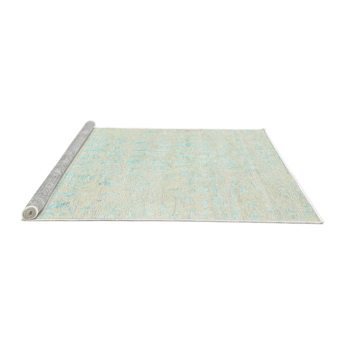 Serging Thickness of Machine Washable Contemporary Light Rose Green Rug, wshcon2300