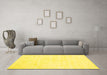 Machine Washable Abstract Yellow Contemporary Rug in a Living Room, wshcon2300yw