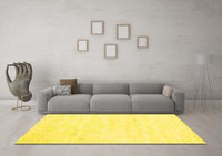 Machine Washable Abstract Yellow Contemporary Rug, wshcon2300yw