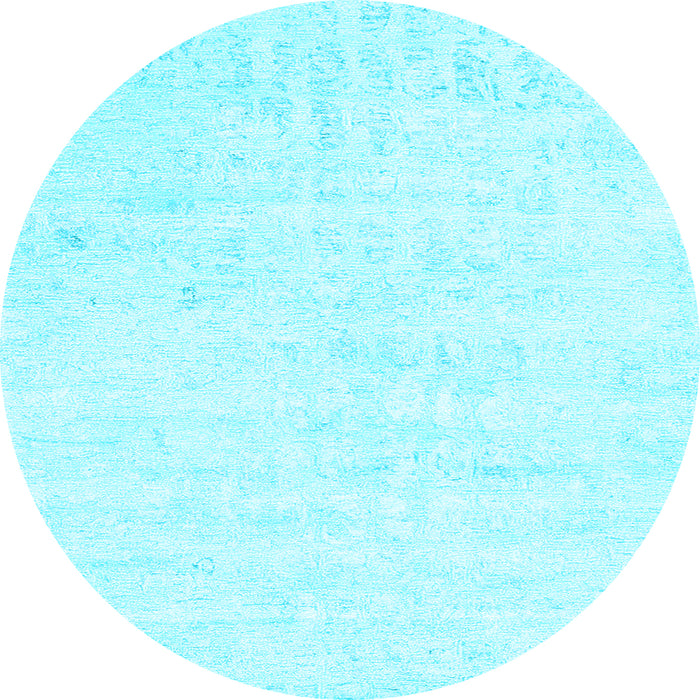 Round Machine Washable Abstract Light Blue Contemporary Rug, wshcon2300lblu