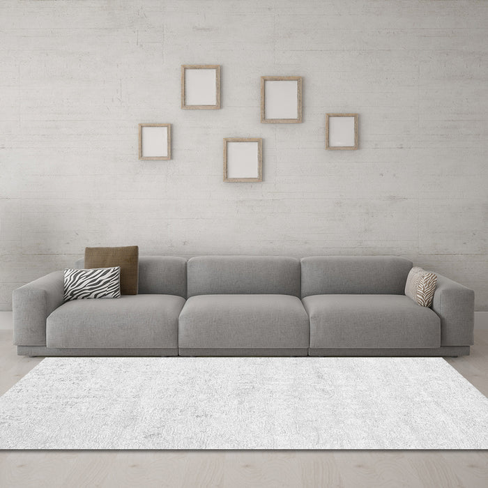 Machine Washable Abstract Gray Contemporary Rug in a Living Room,, wshcon2300gry