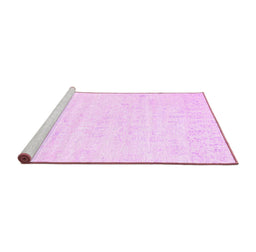 Sideview of Machine Washable Abstract Pink Contemporary Rug, wshcon2300pnk