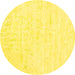 Round Machine Washable Abstract Yellow Contemporary Rug, wshcon2300yw