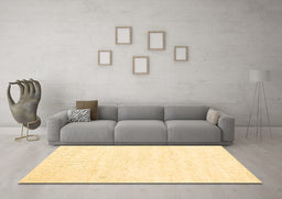 Machine Washable Abstract Brown Contemporary Rug in a Living Room,, wshcon2300brn