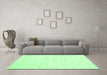 Machine Washable Abstract Emerald Green Contemporary Area Rugs in a Living Room,, wshcon2300emgrn