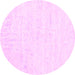 Round Machine Washable Abstract Pink Contemporary Rug, wshcon2300pnk