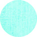 Round Machine Washable Abstract Turquoise Contemporary Area Rugs, wshcon2300turq