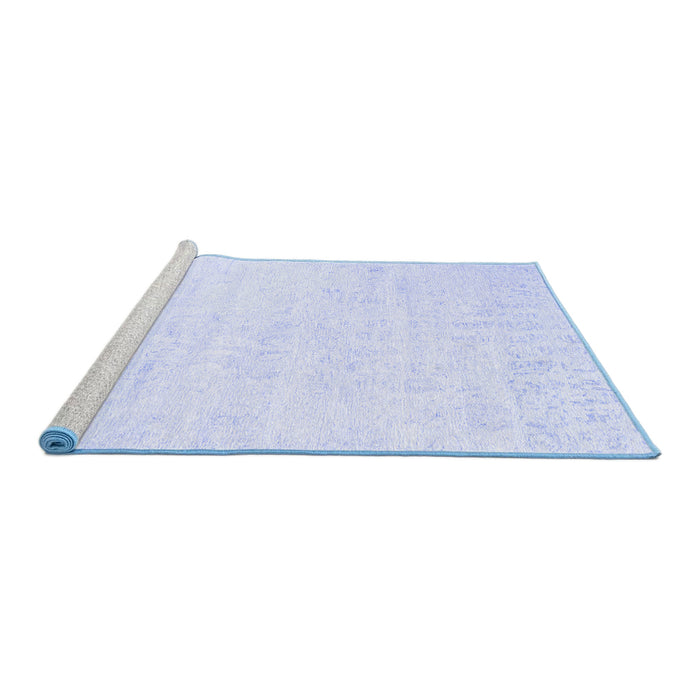 Sideview of Machine Washable Abstract Blue Contemporary Rug, wshcon2300blu