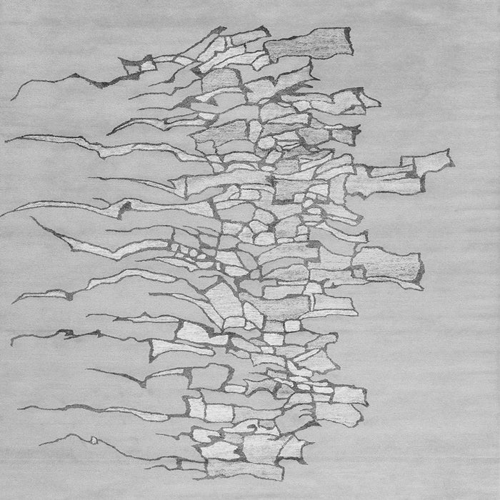 Round Machine Washable Abstract Gray Contemporary Rug, wshcon2301gry