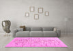 Machine Washable Abstract Pink Contemporary Rug in a Living Room, wshcon2301pnk