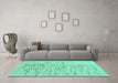 Machine Washable Abstract Turquoise Contemporary Area Rugs in a Living Room,, wshcon2301turq