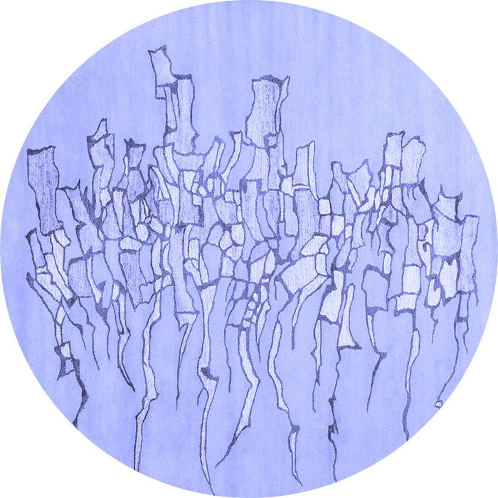 Round Abstract Blue Contemporary Rug, con2301blu