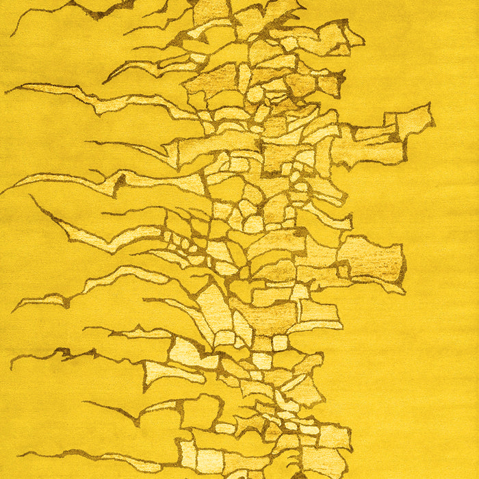 Abstract Yellow Contemporary Rug, con2301yw