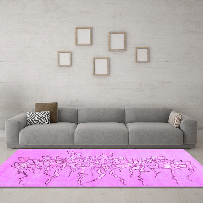 Machine Washable Abstract Purple Contemporary Area Rugs in a Living Room, wshcon2301pur