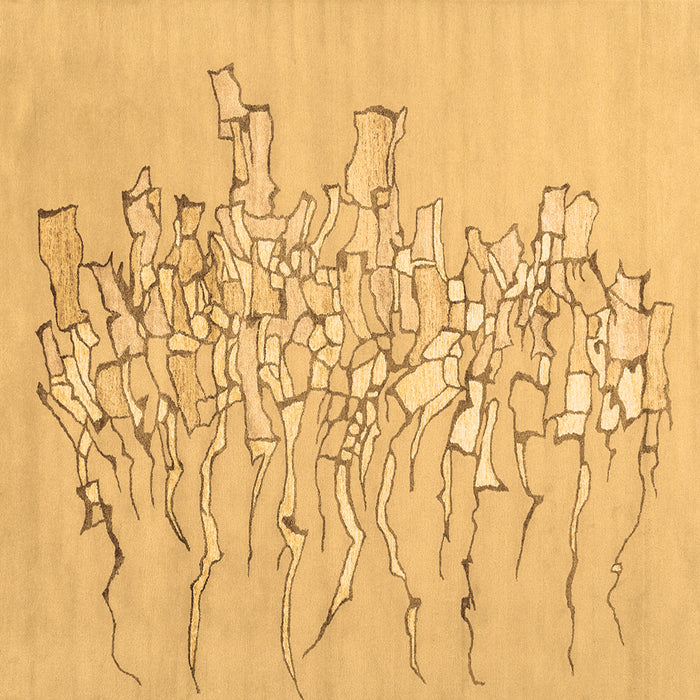 Square Abstract Brown Contemporary Rug, con2301brn