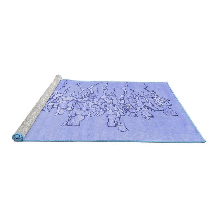 Sideview of Machine Washable Abstract Blue Contemporary Rug, wshcon2301blu