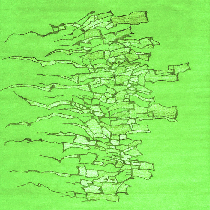 Serging Thickness of Abstract Green Contemporary Rug, con2301grn