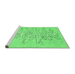 Sideview of Machine Washable Abstract Emerald Green Contemporary Area Rugs, wshcon2301emgrn